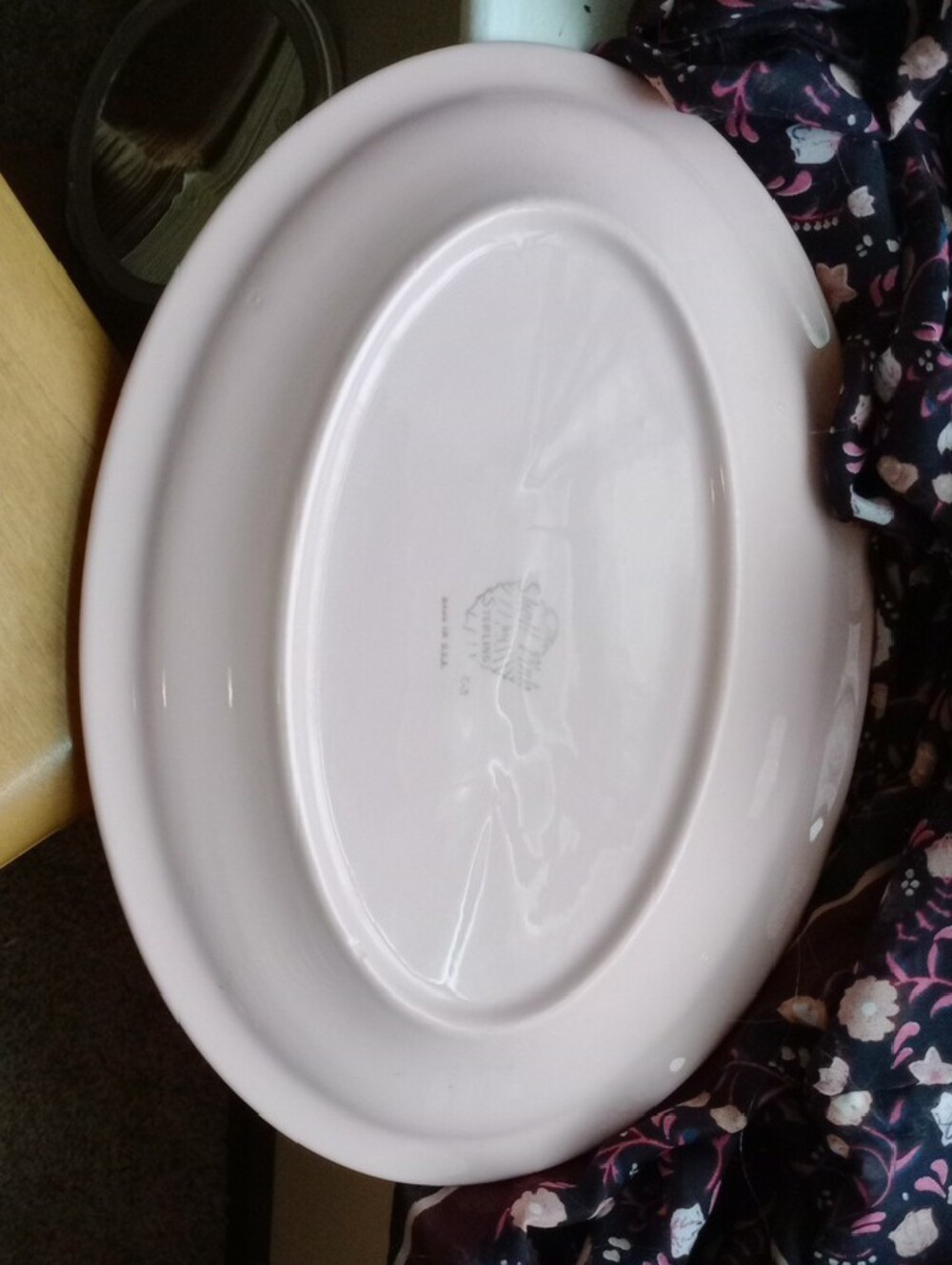 Pale Pink Ceramic Oval Serving Platter